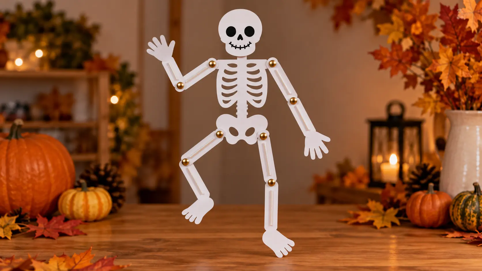 Ajouter les extrémités et tester pour fabriquer Squelette articulé Halloween en pailles : huit vraies articulations