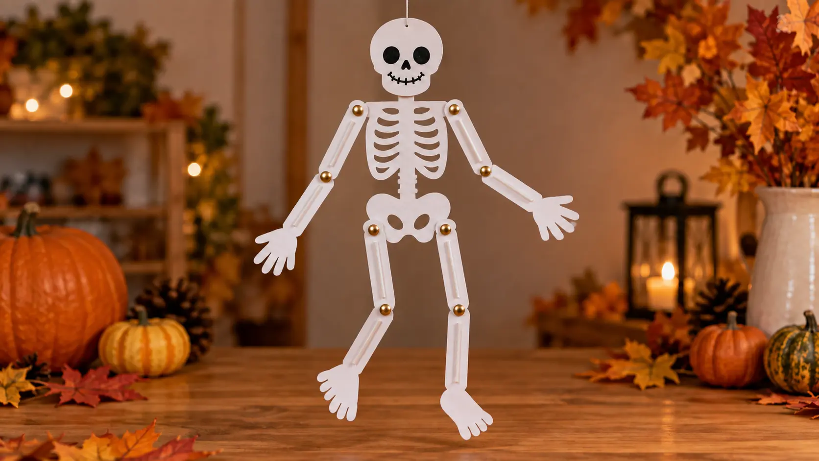 Suspendre sans bloquer les membres pour fabriquer Squelette articulé Halloween en pailles : huit vraies articulations