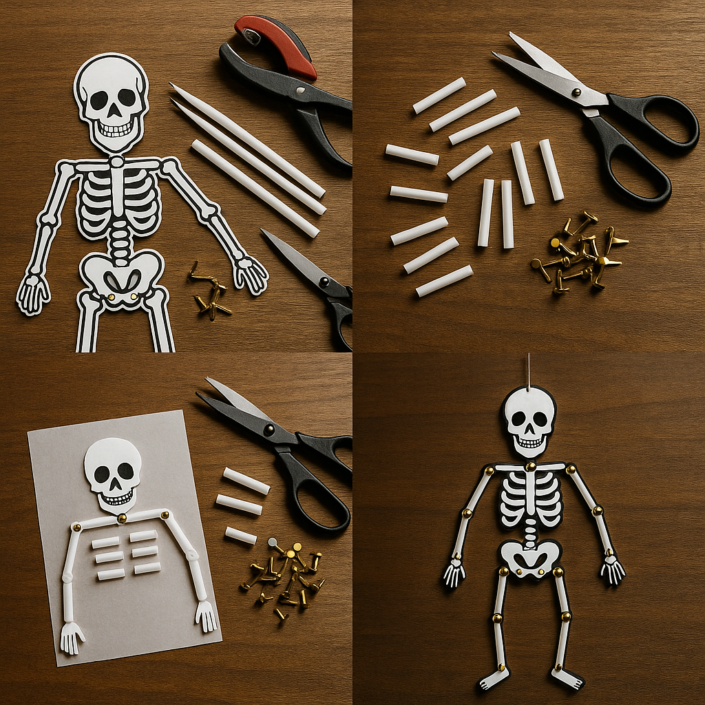 Tuto squelette articulé avec pailles et attaches parisiennes - 4 étapes