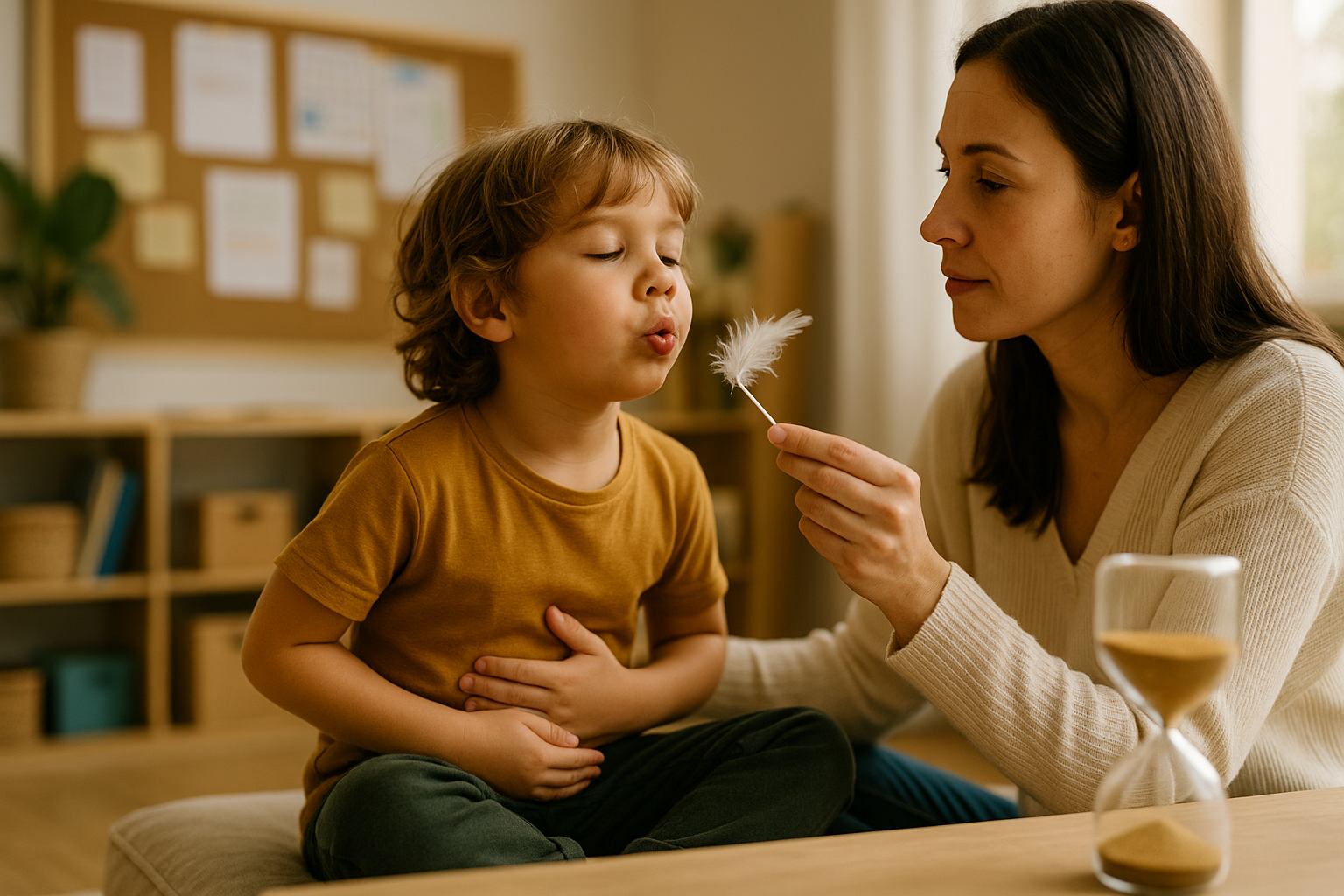 Techniques simples pour apaiser le stress de la rentrée : respiration avec plume (3-4-5)