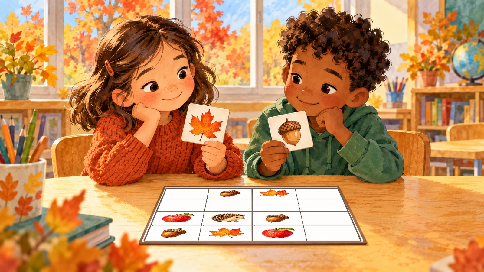 Sudoku d’images d’automne : grilles 4×4 et 6×6