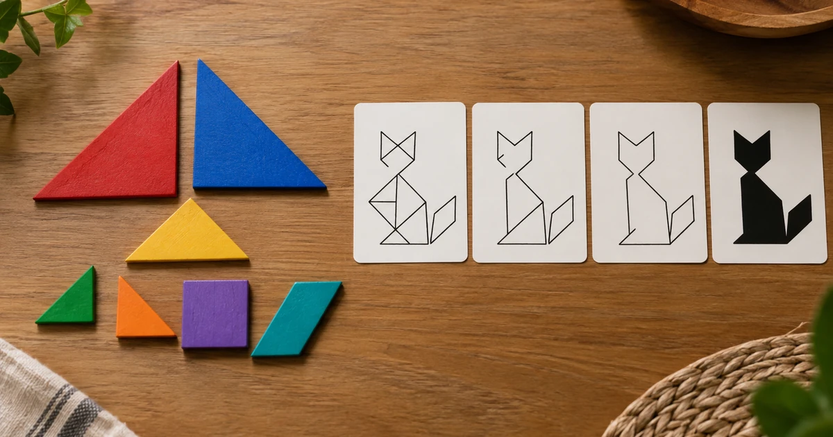 Tangram : passer des contours à la silhouette noire progressivement
