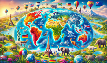 Les 7 Continents dans le Monde : Jeu Éducatif pour Enfants