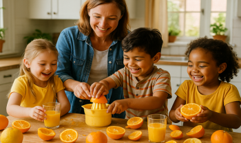 Jus d’orange maison : éveiller les 5 sens des enfants