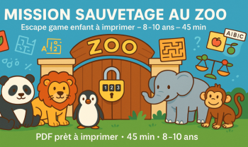 Escape game enfant à imprimer : Mission Sauvetage au Zoo