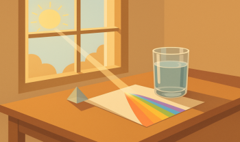 Créer un arc-en-ciel chez soi : verre d'eau et prisme