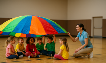 12 jeux coopératifs avec parachute en maternelle