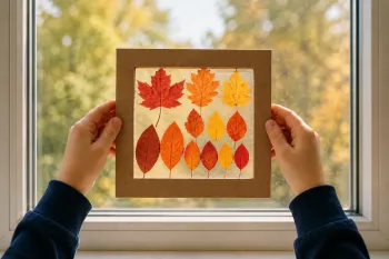 Vitrail de feuilles d'automne sans peinture pour la fenêtre