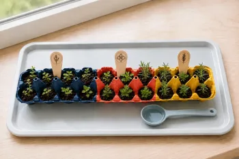 Expérience germination : comparer trois aromates en boîte d'œufs