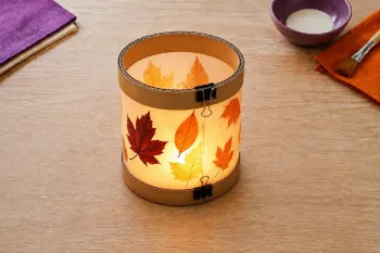 Lanterne LED en papier calque et feuilles, sans bocal