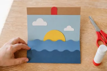 Créer une carte postale à tirette avec coucher de soleil mobile