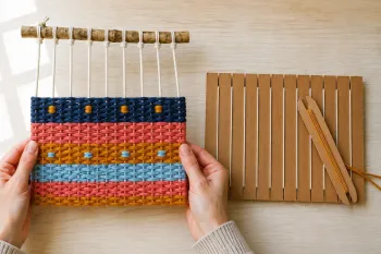 Mini-tapisserie sans aiguille sur métier en carton