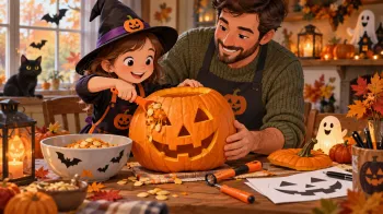 Comment creuser une citrouille Halloween avec les enfants