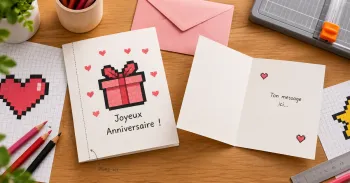 Fabriquer une carte de vœux en pixel art : dessin, pli et message