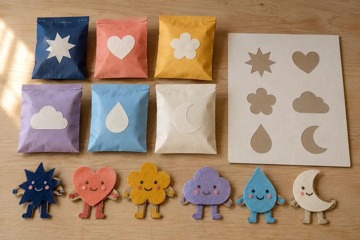 Série organisée de six pochettes surprises numérotées par symboles avec leurs personnages