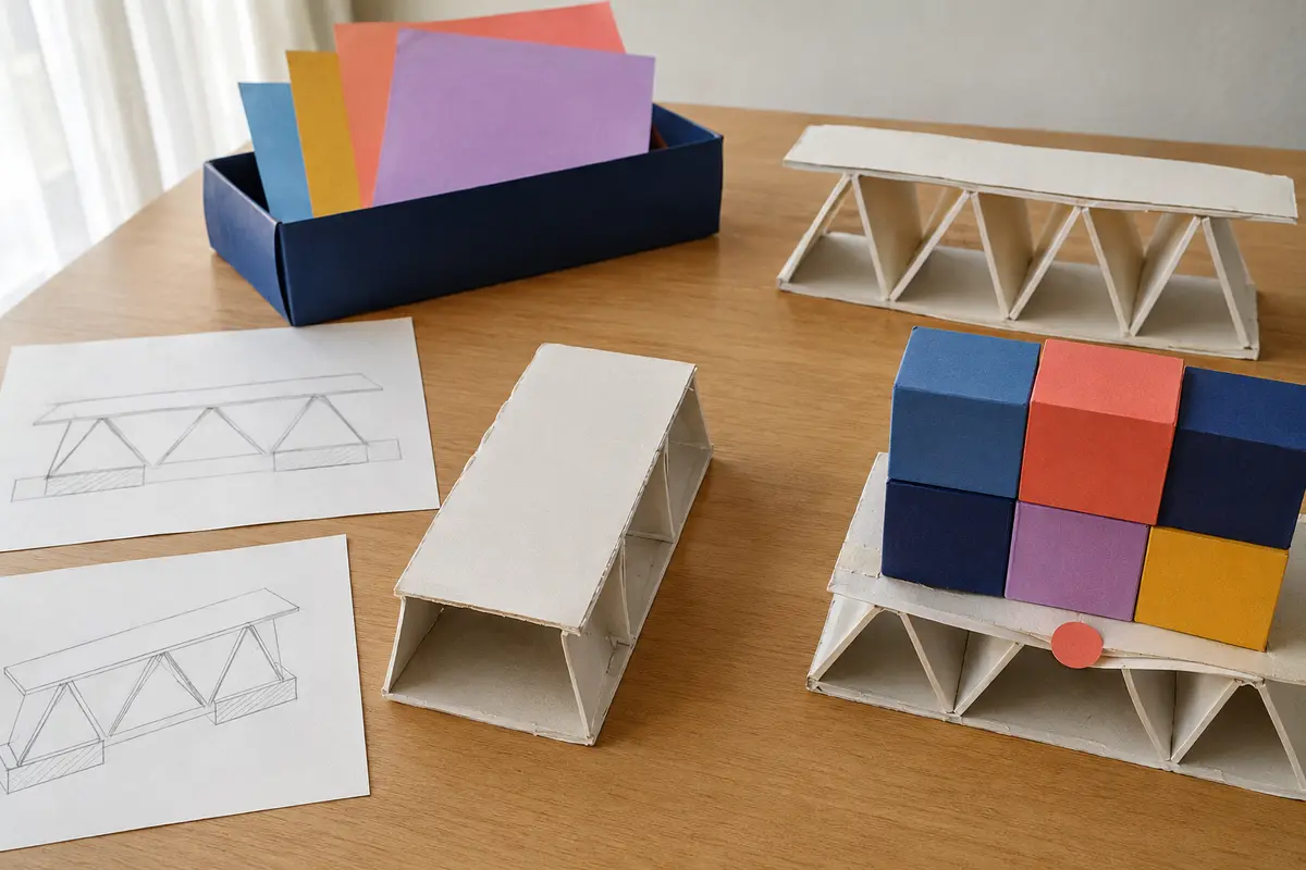 Cycle imaginer construire tester observer améliorer illustré par un prototype en carton