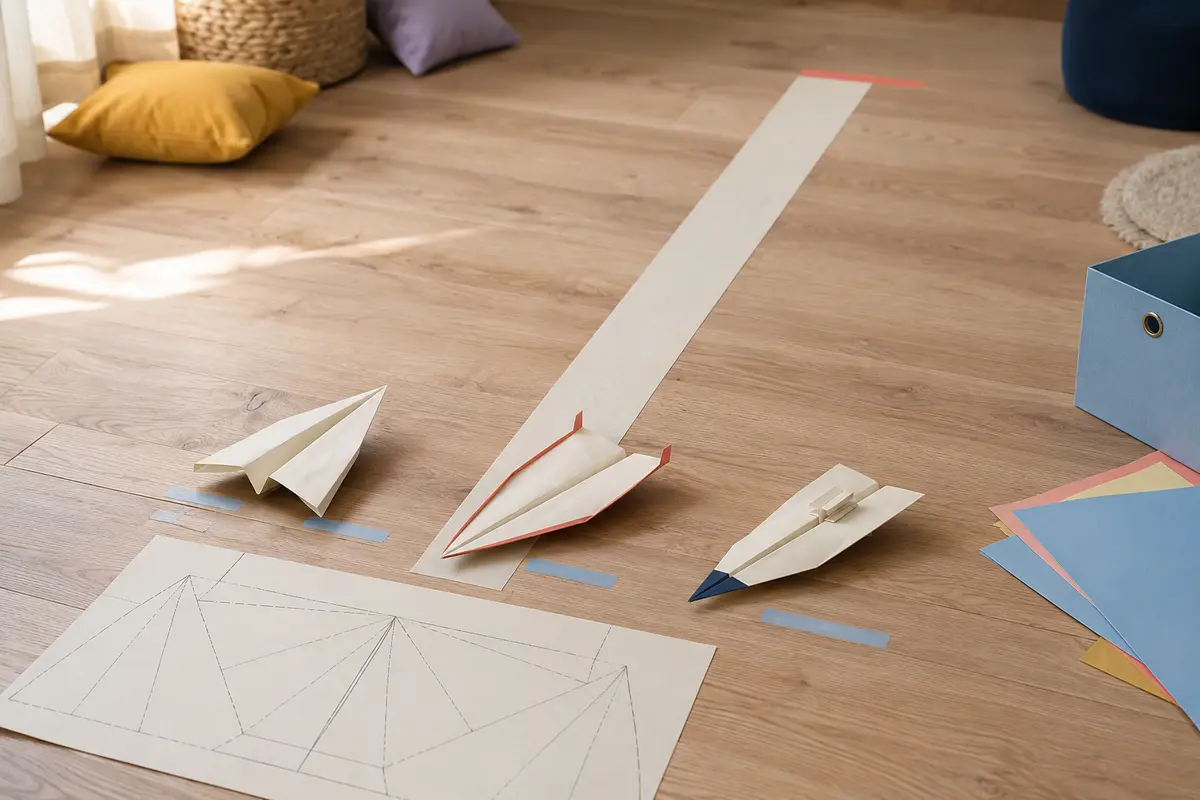 Défi STEM enfant l’avion en papier réglable construit avec du matériel simple