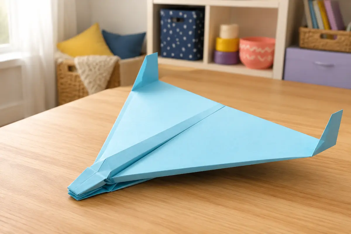 Aile delta triangulaire en papier épais avec deux petites dérives verticales
