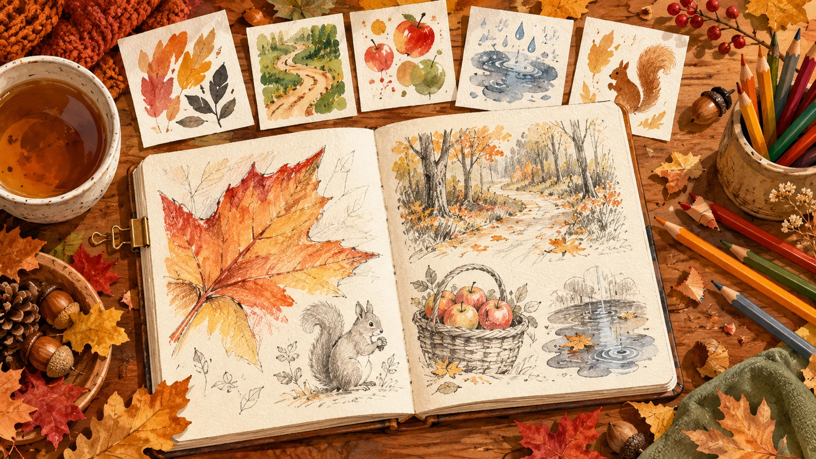 AUTOMNE : 30 défis dessin en cartes à imprimer