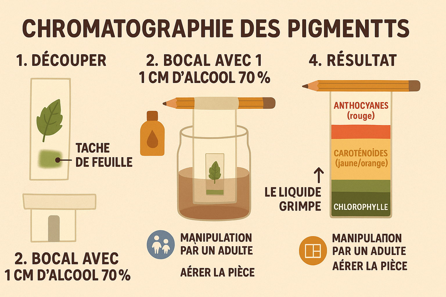 Tutoriel visuel : chromatographie des pigments des feuilles
