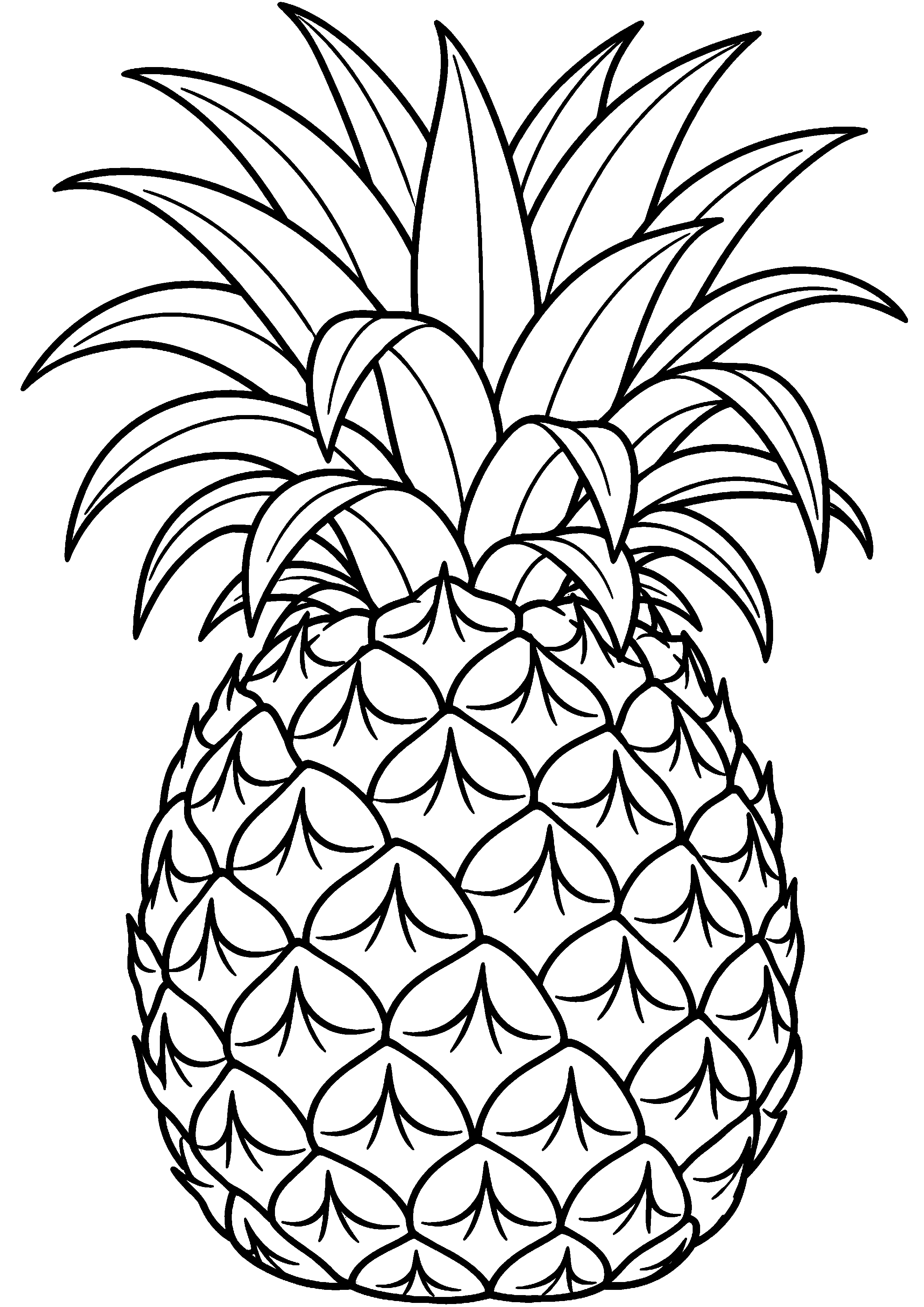 Coloriage ananas entier en très gros plan à imprimer