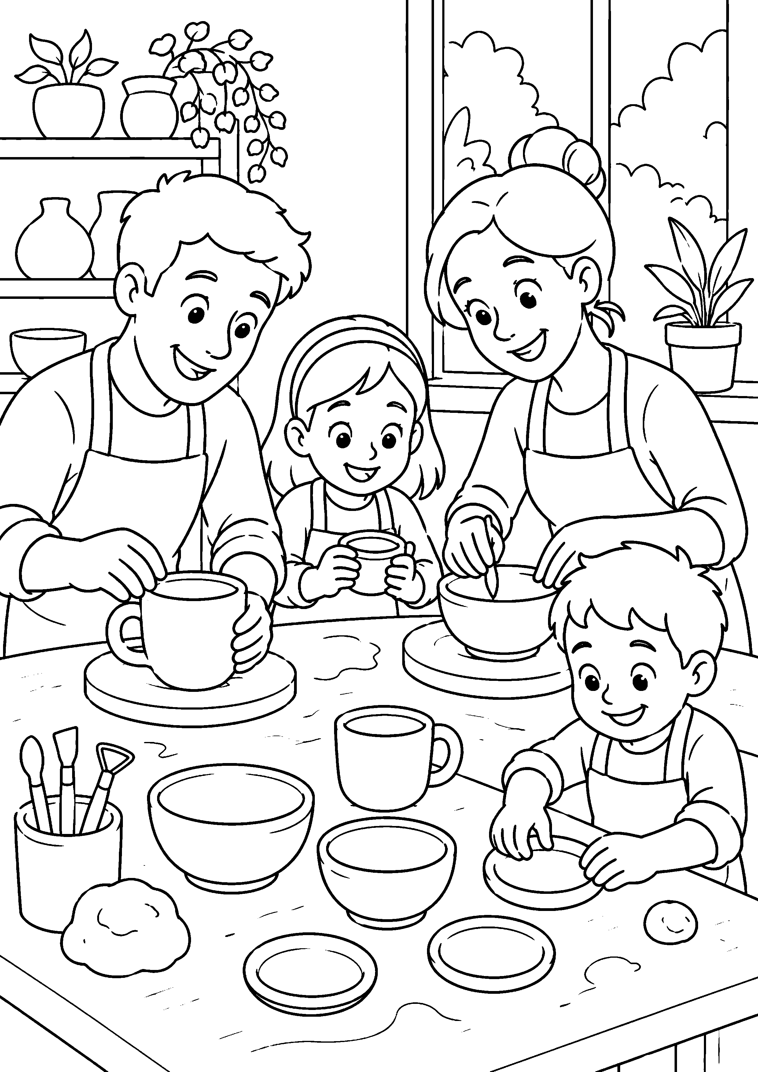 Coloriage atelier de poterie à imprimer – dessin n°2