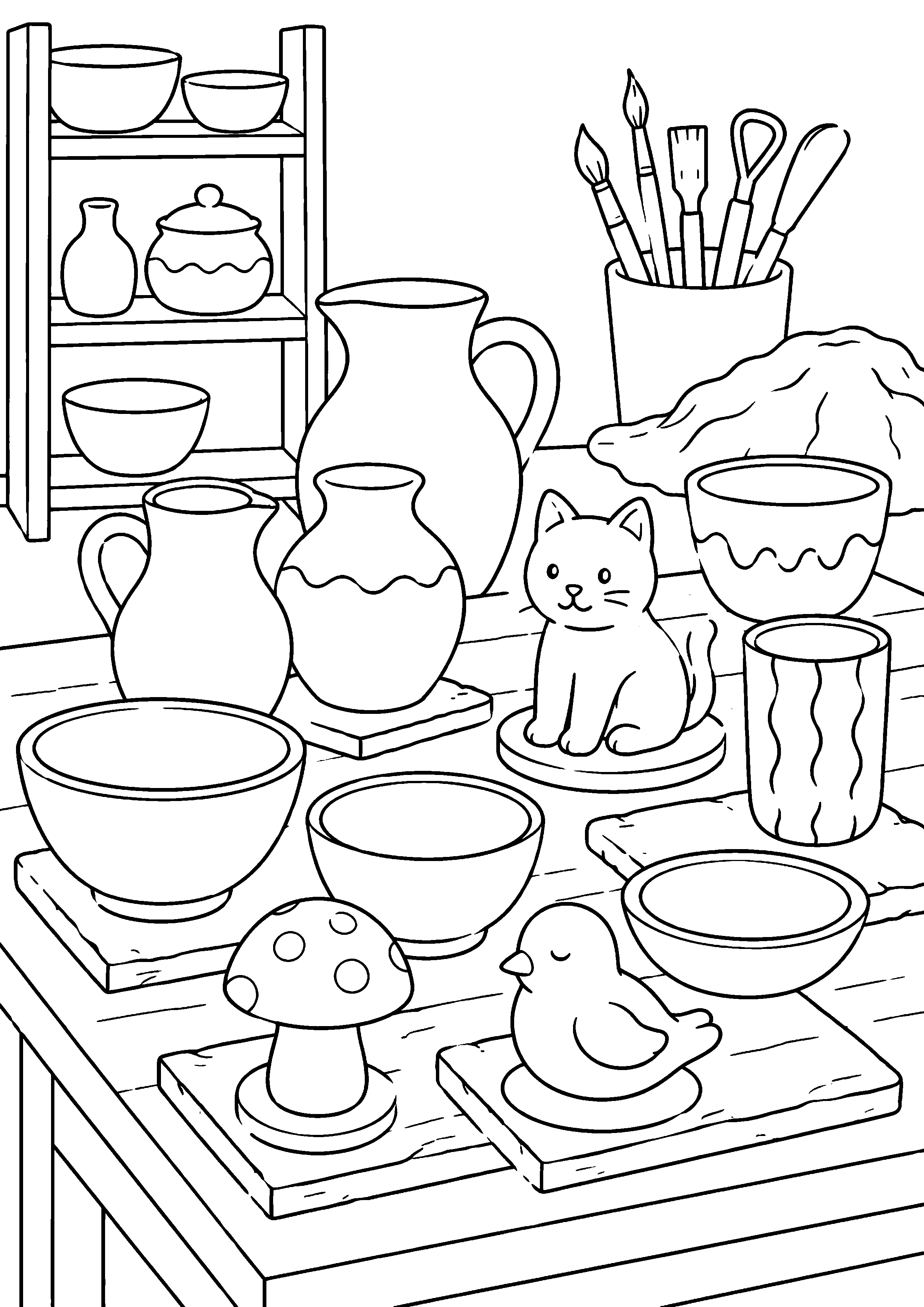 Coloriage atelier de poterie à imprimer – dessin n°8