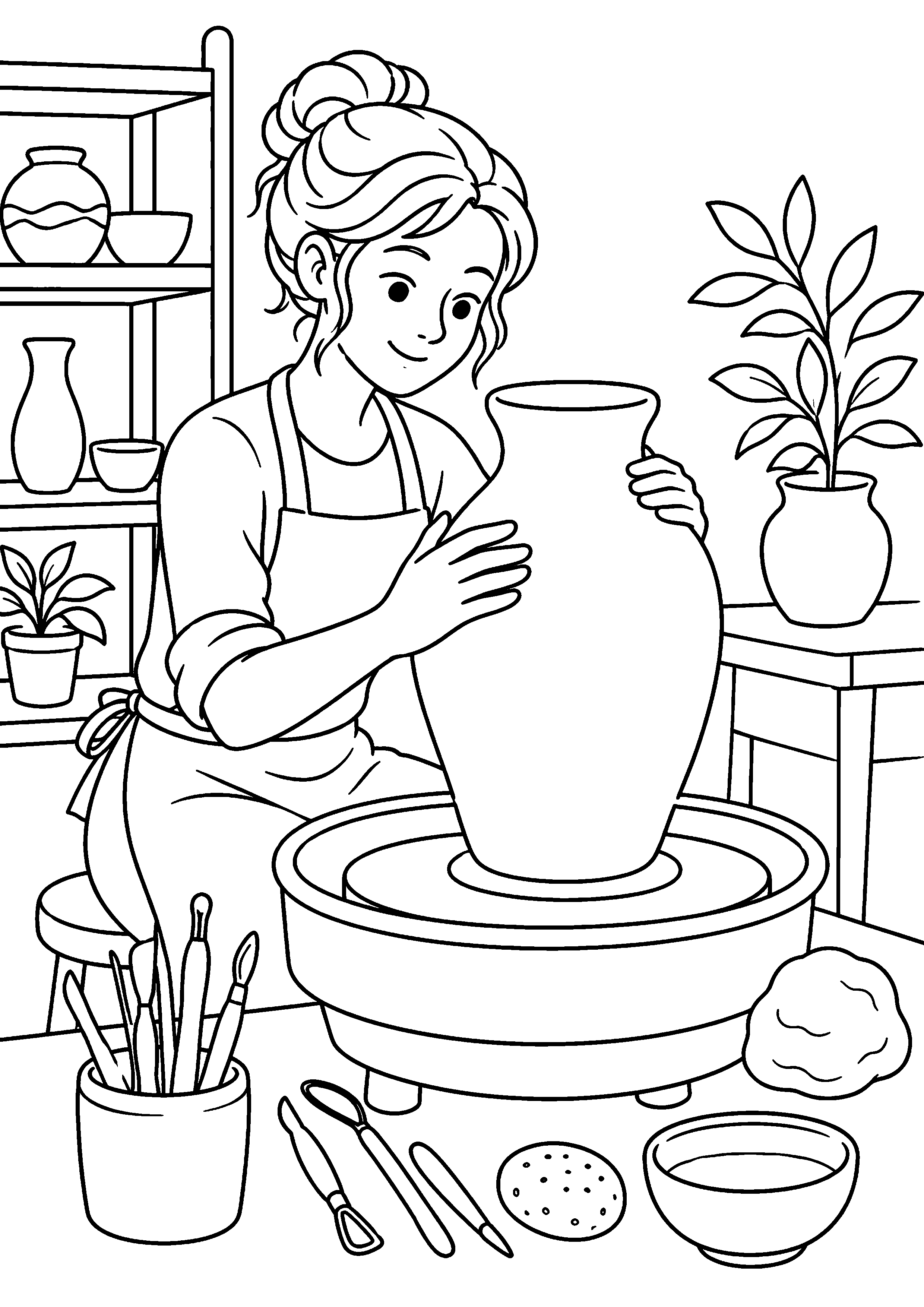 Coloriage atelier de poterie à imprimer – dessin n°9