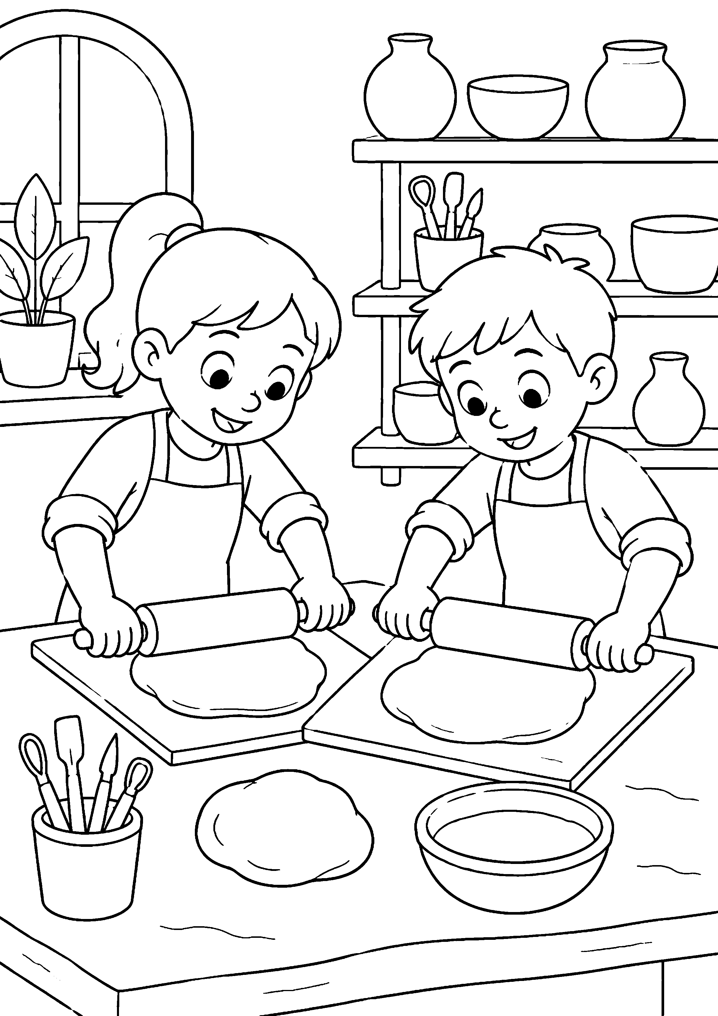 Coloriage atelier de poterie à imprimer – dessin n°13