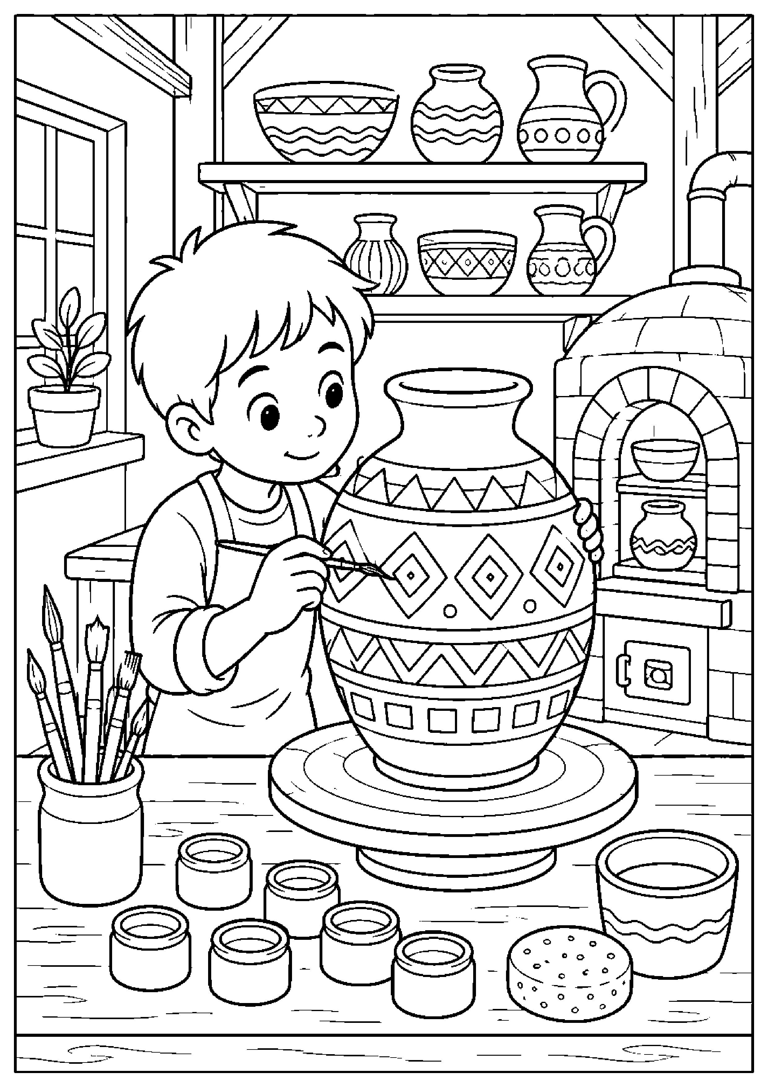 Coloriage atelier de poterie à imprimer – dessin n°15