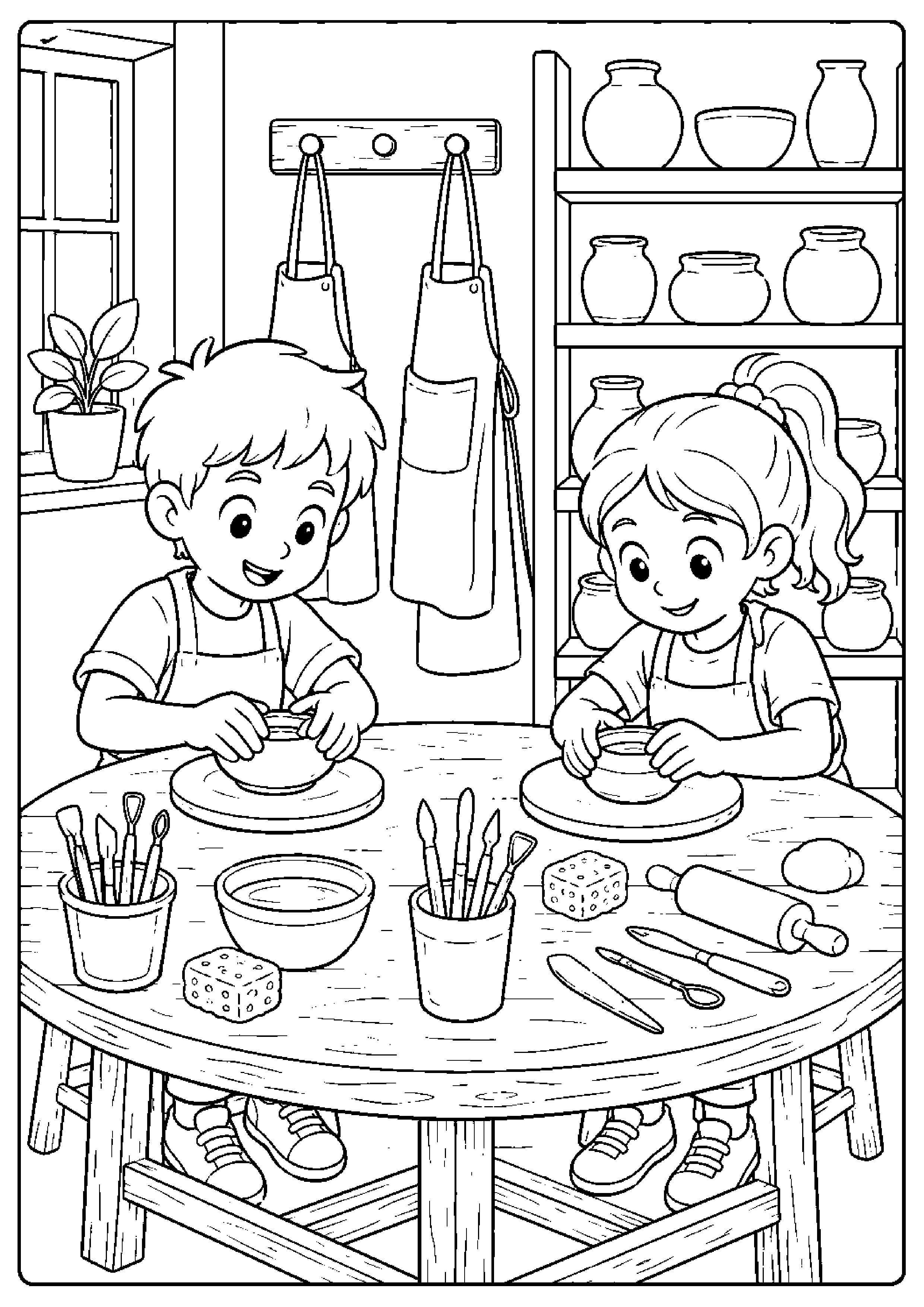 Coloriage atelier de poterie à imprimer – dessin n°16