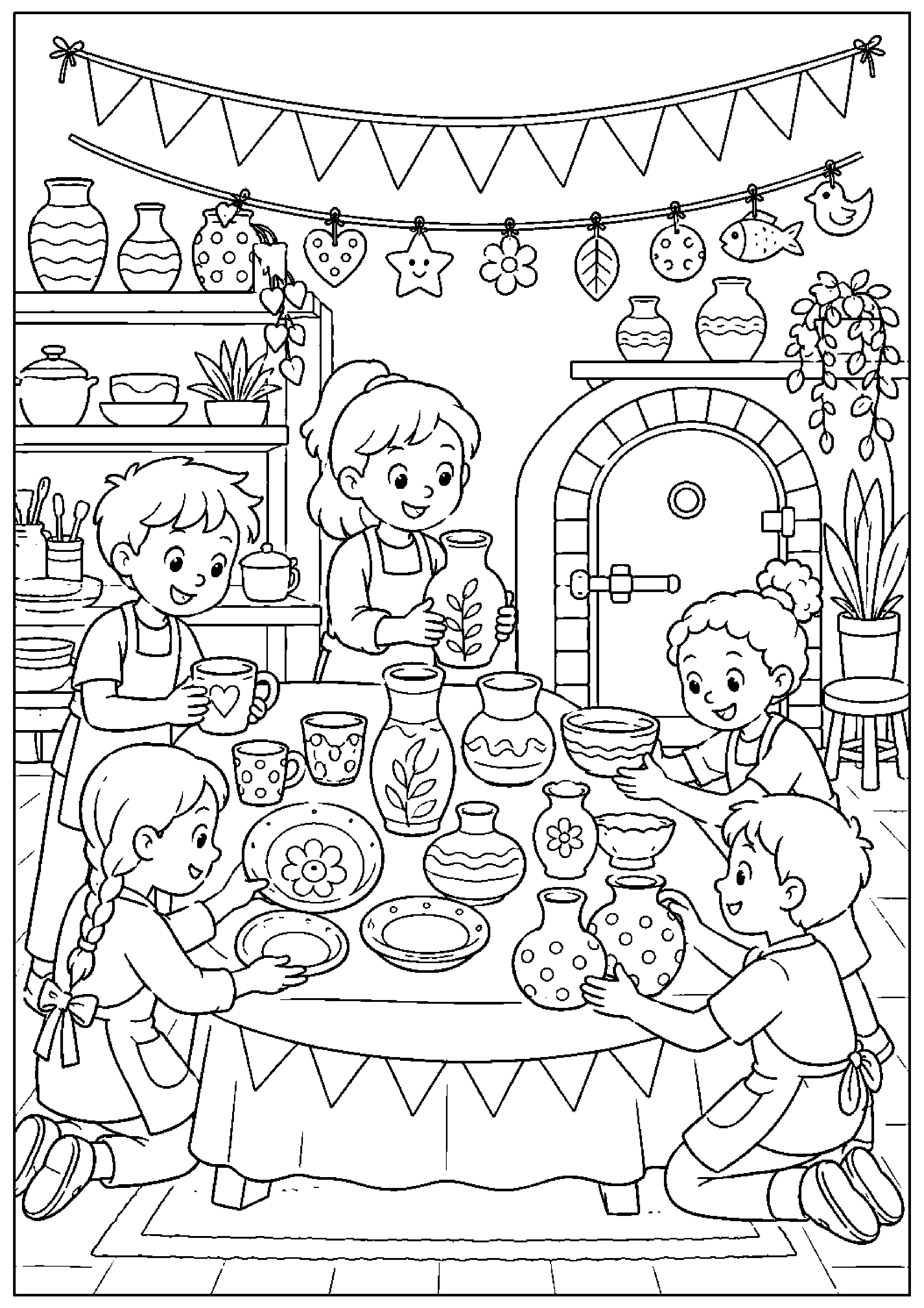 Coloriage atelier de poterie à imprimer – dessin n°19