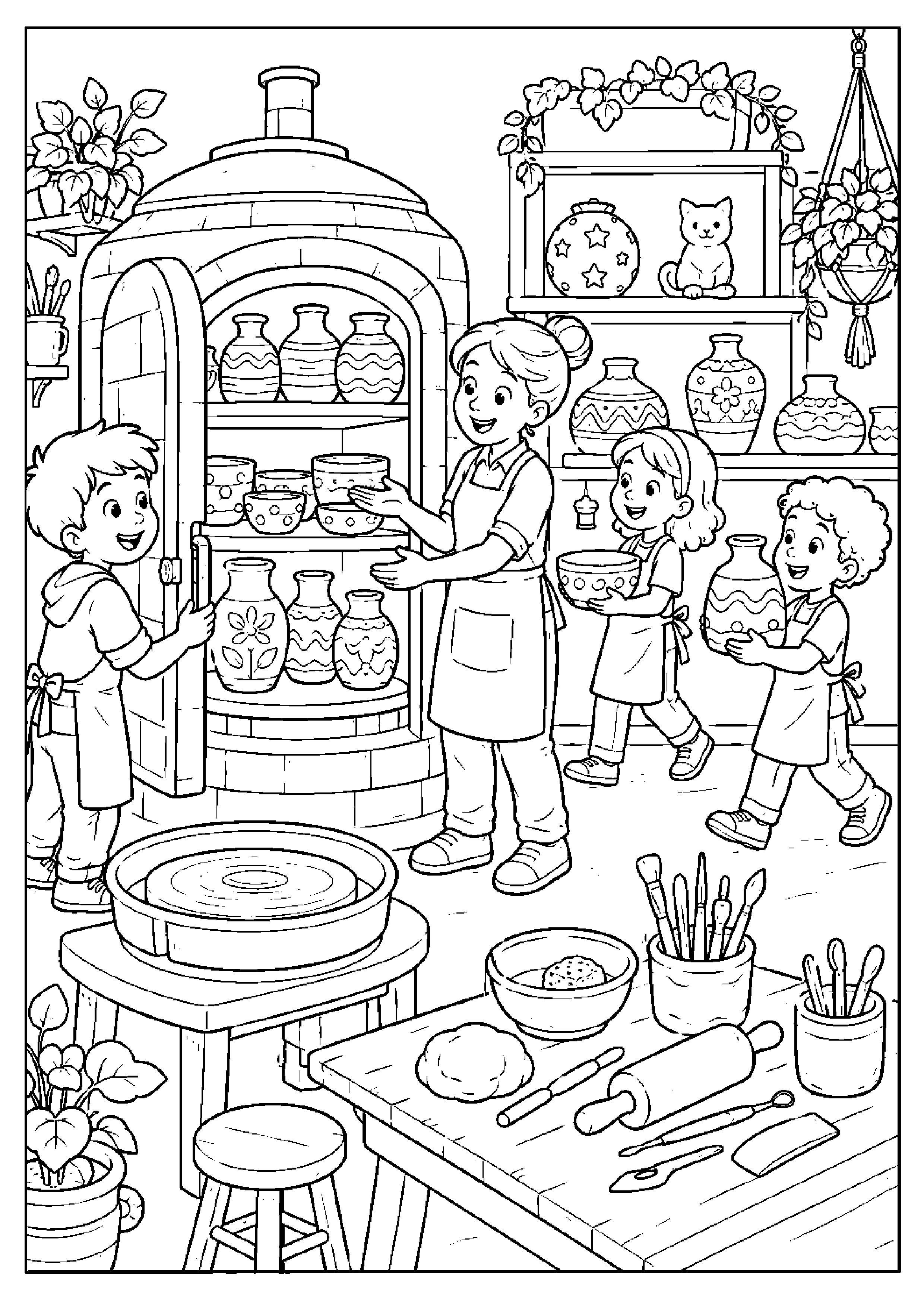 Coloriage atelier de poterie à imprimer – dessin n°20
