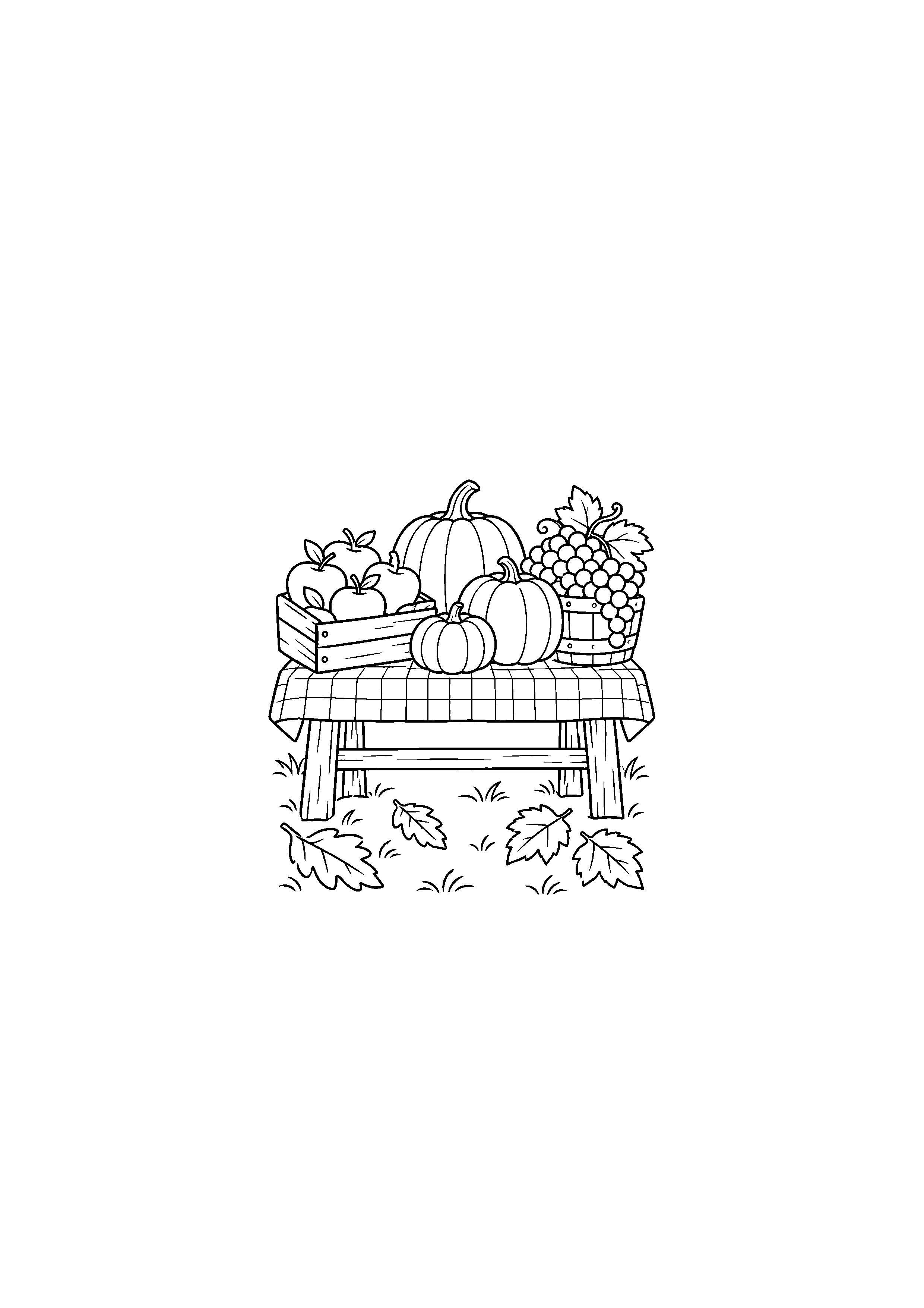 Coloriage noir et blanc de marché de récoltes automnales