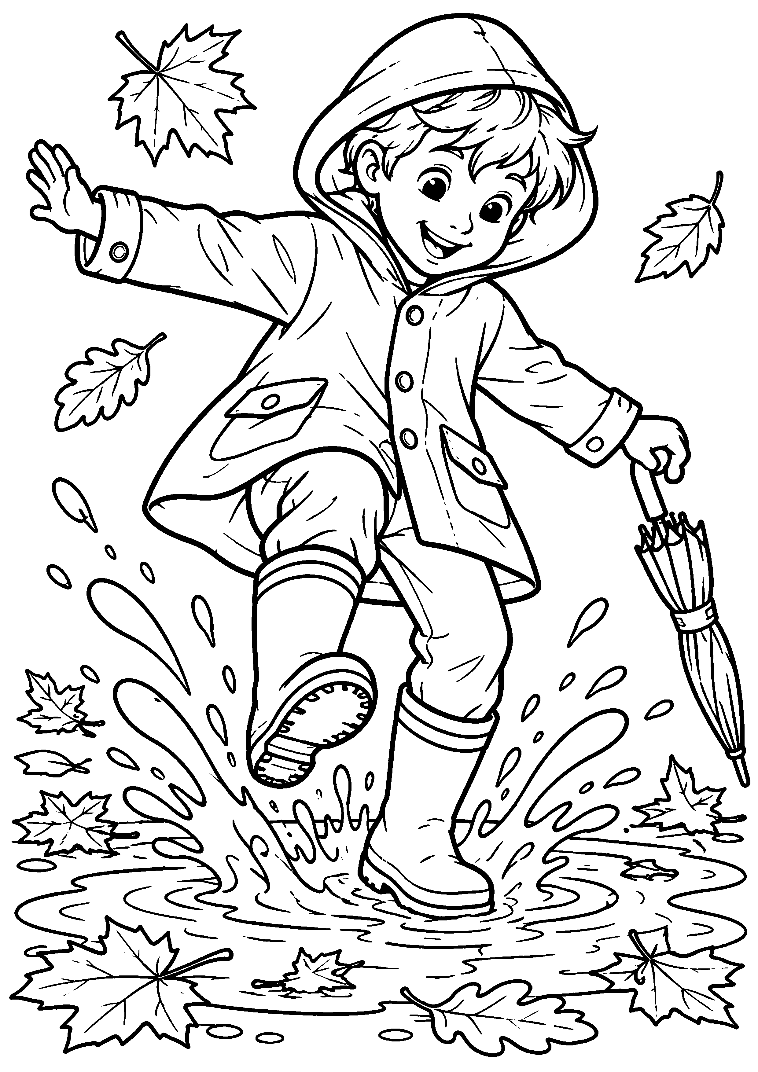 Coloriage en noir et blanc représentant enfant observant la migration des oiseaux avec des jumelles, en grand format A4