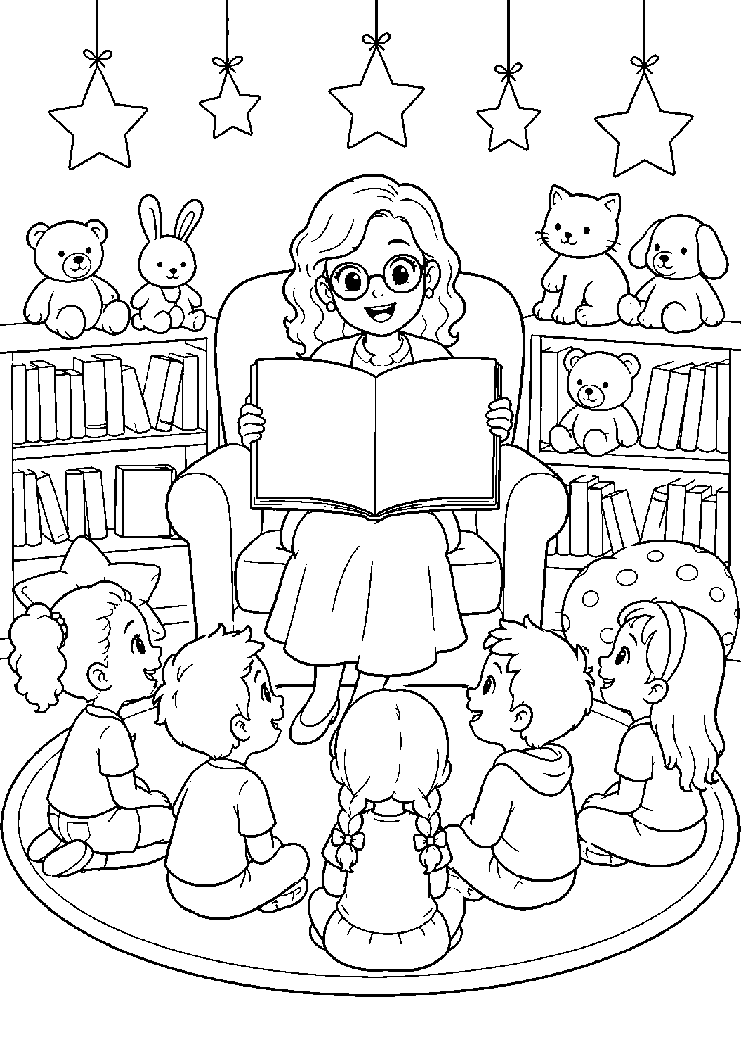 Coloriage bibliothèque à imprimer – dessin n°2