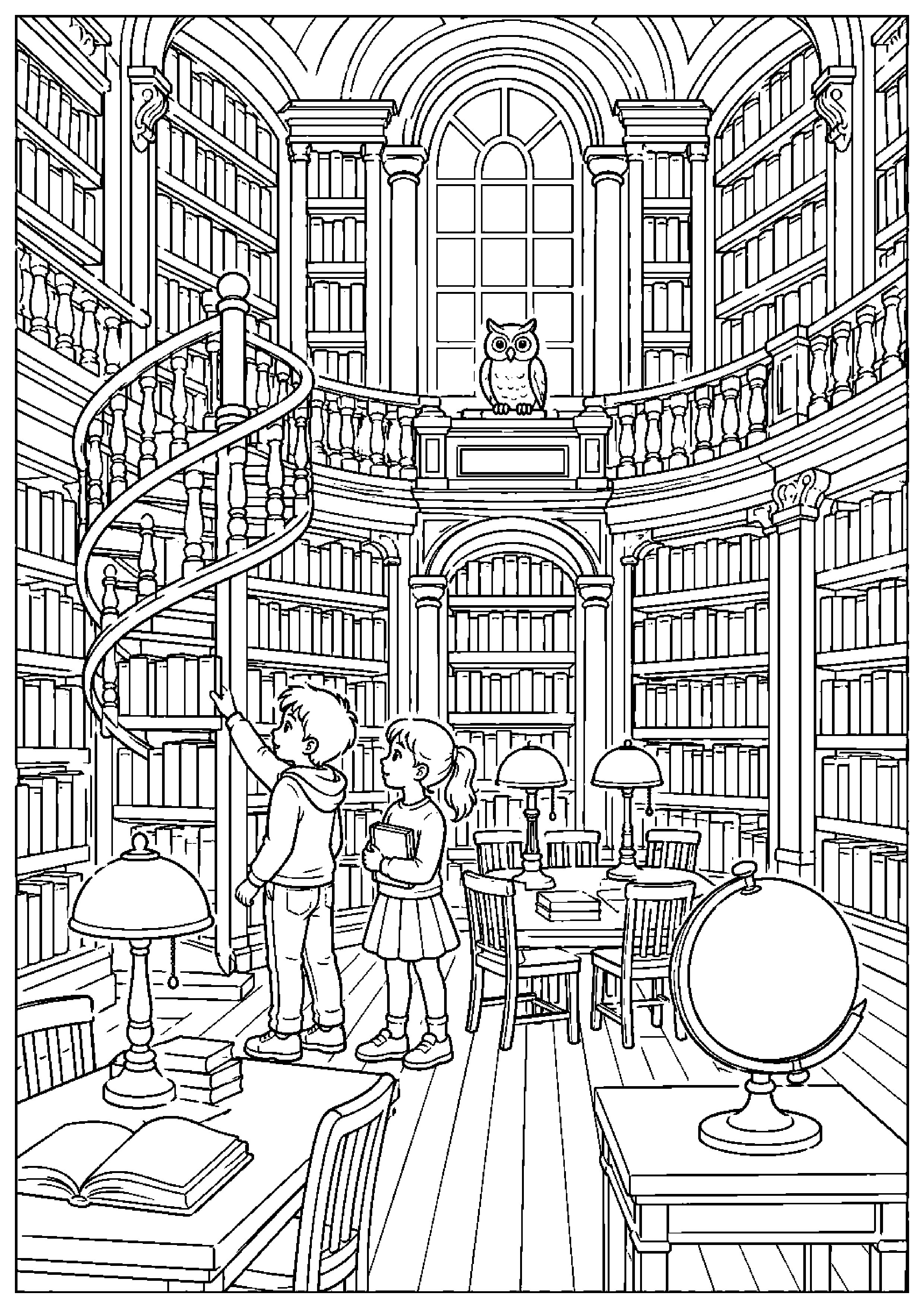 Coloriage bibliothèque à imprimer – dessin n°3