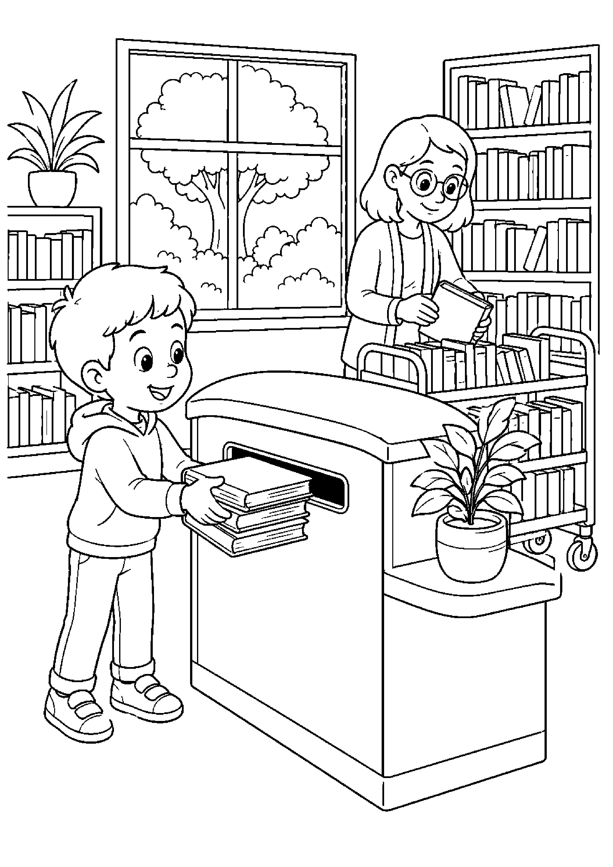 Coloriage bibliothèque à imprimer – dessin n°4
