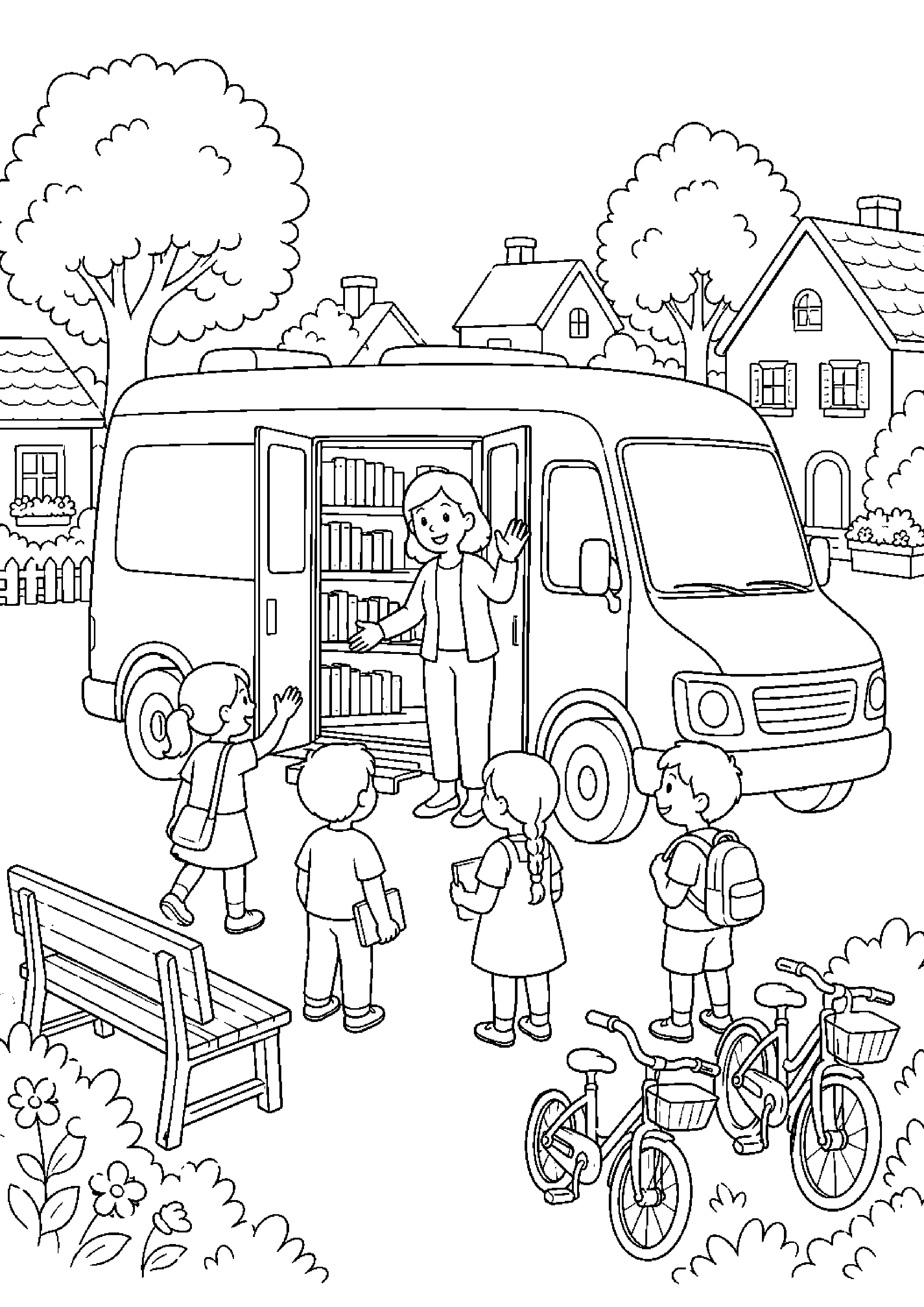 Coloriage bibliothèque à imprimer – dessin n°6