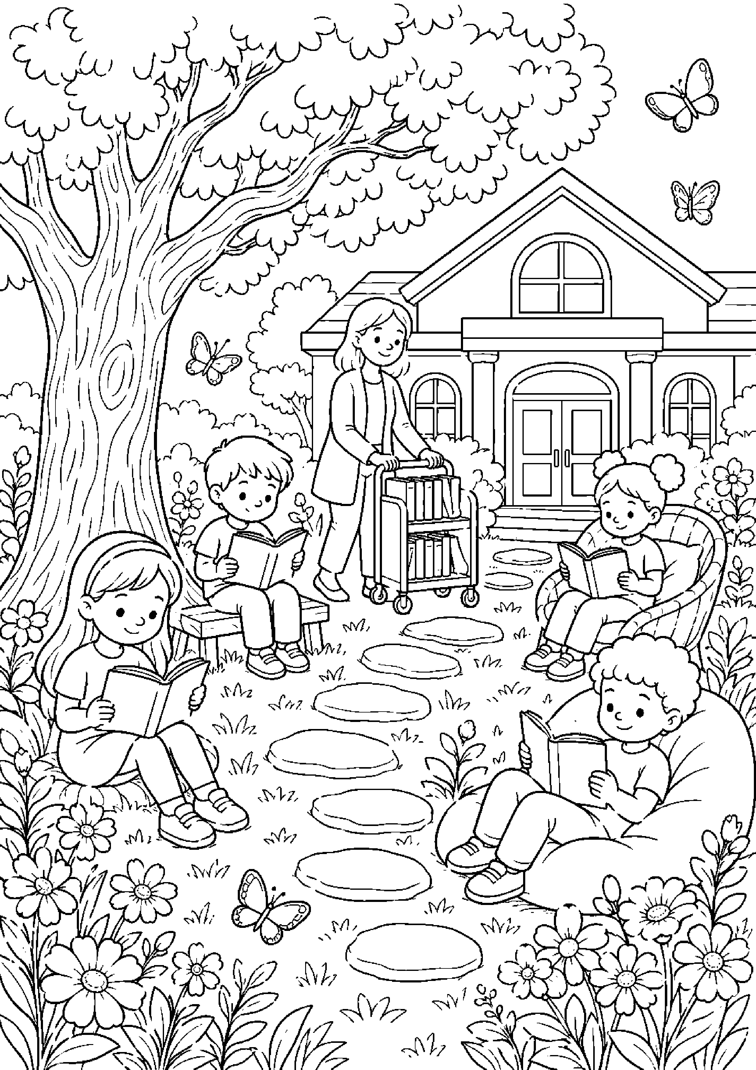 Coloriage bibliothèque à imprimer – dessin n°7