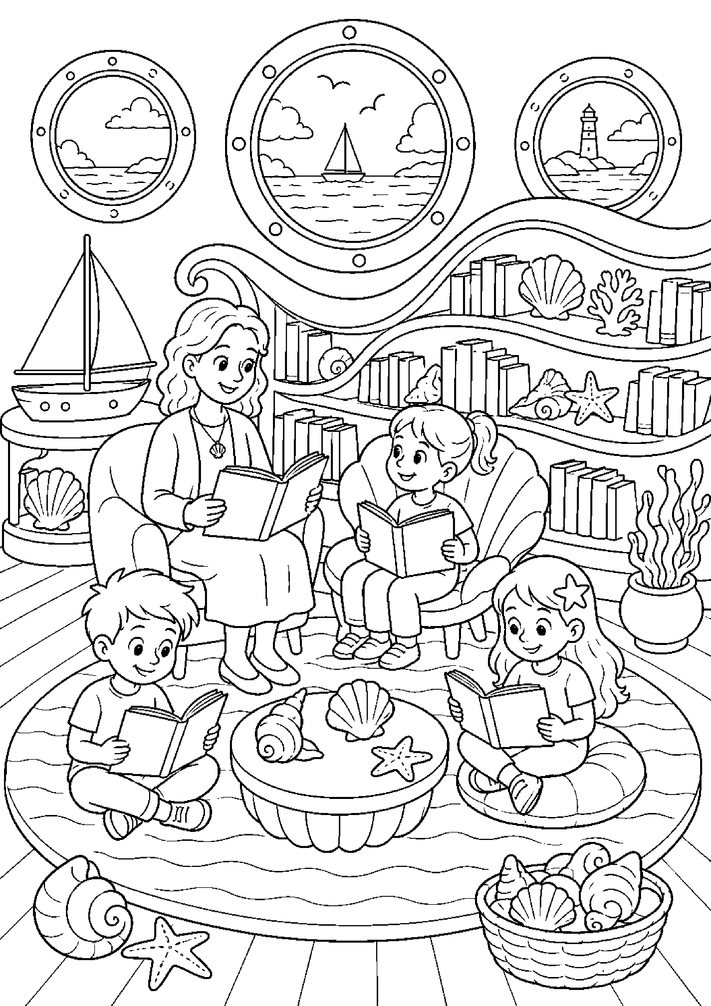 Coloriage bibliothèque à imprimer – dessin n°10