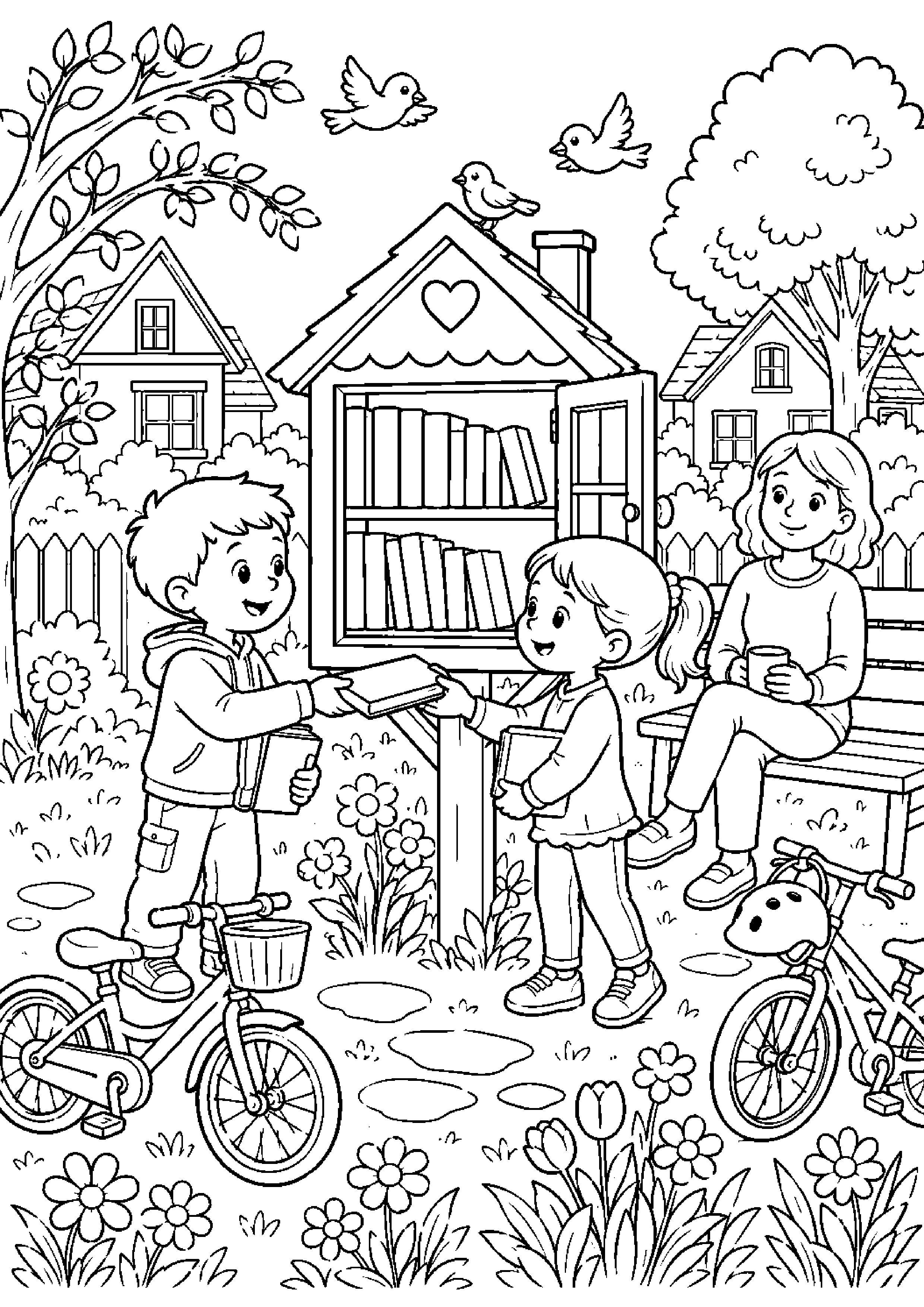 Coloriage bibliothèque à imprimer – dessin n°12