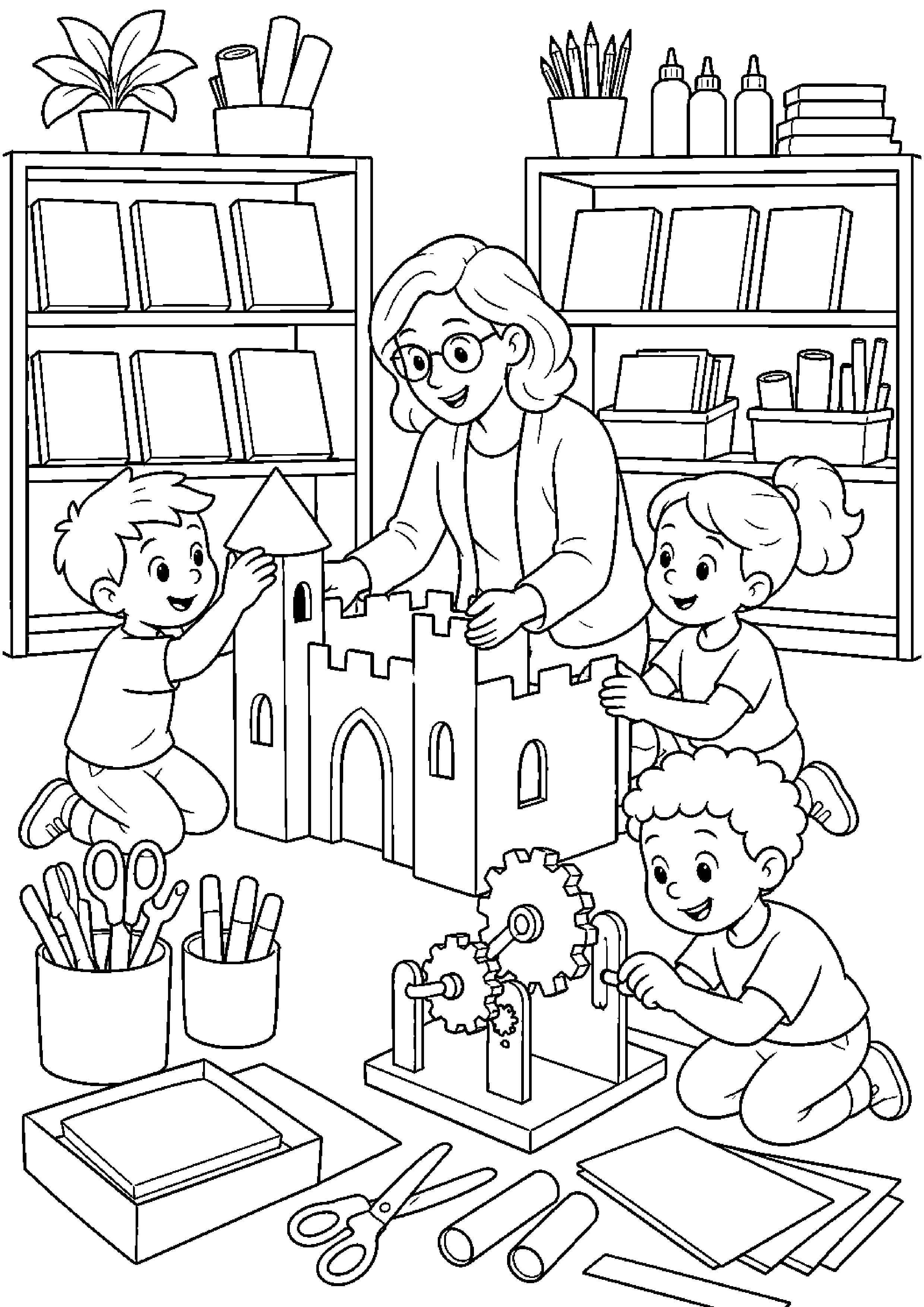 Coloriage bibliothèque à imprimer – dessin n°14