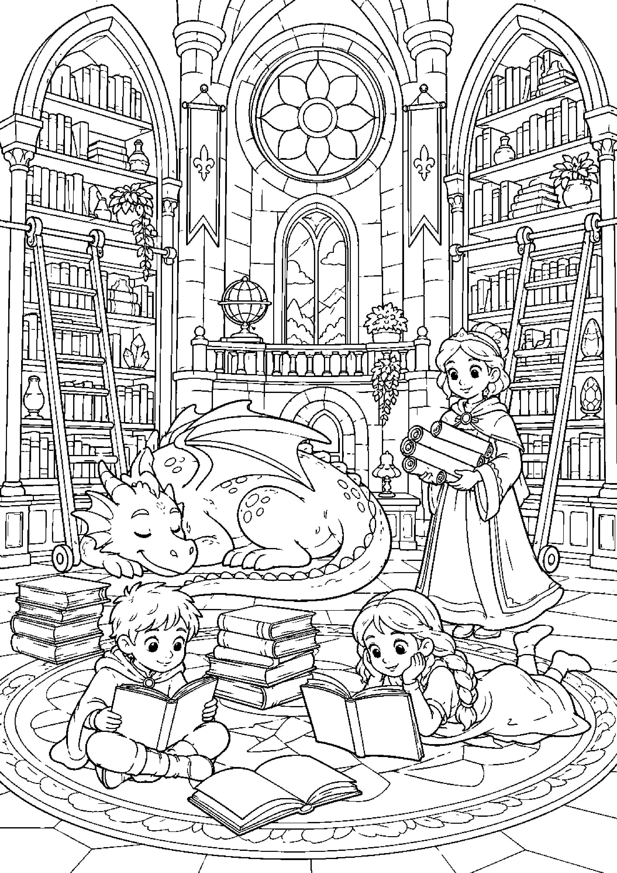 Coloriage bibliothèque à imprimer – dessin n°16