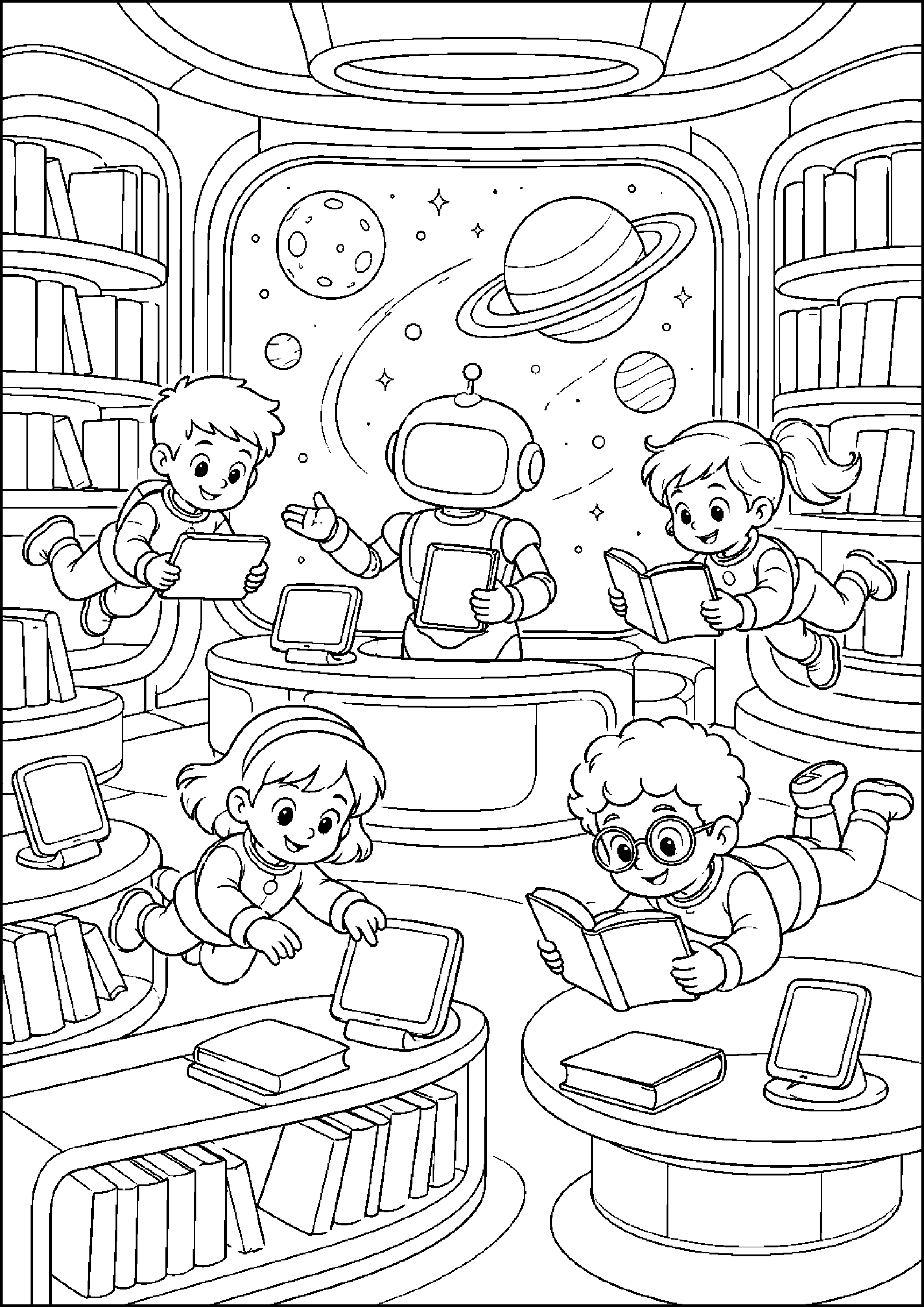 Coloriage bibliothèque à imprimer – dessin n°17