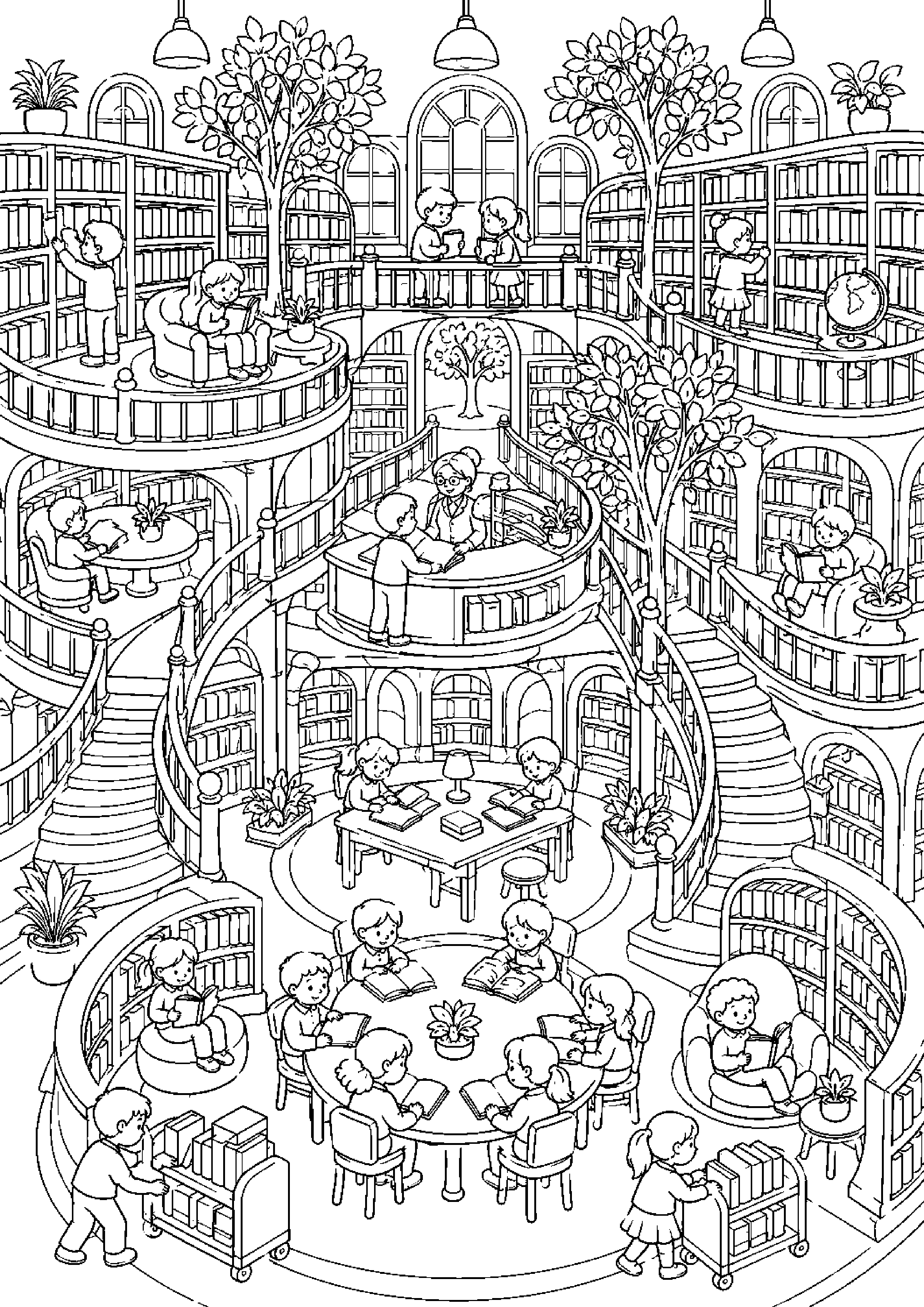 Coloriage bibliothèque à imprimer – dessin n°19