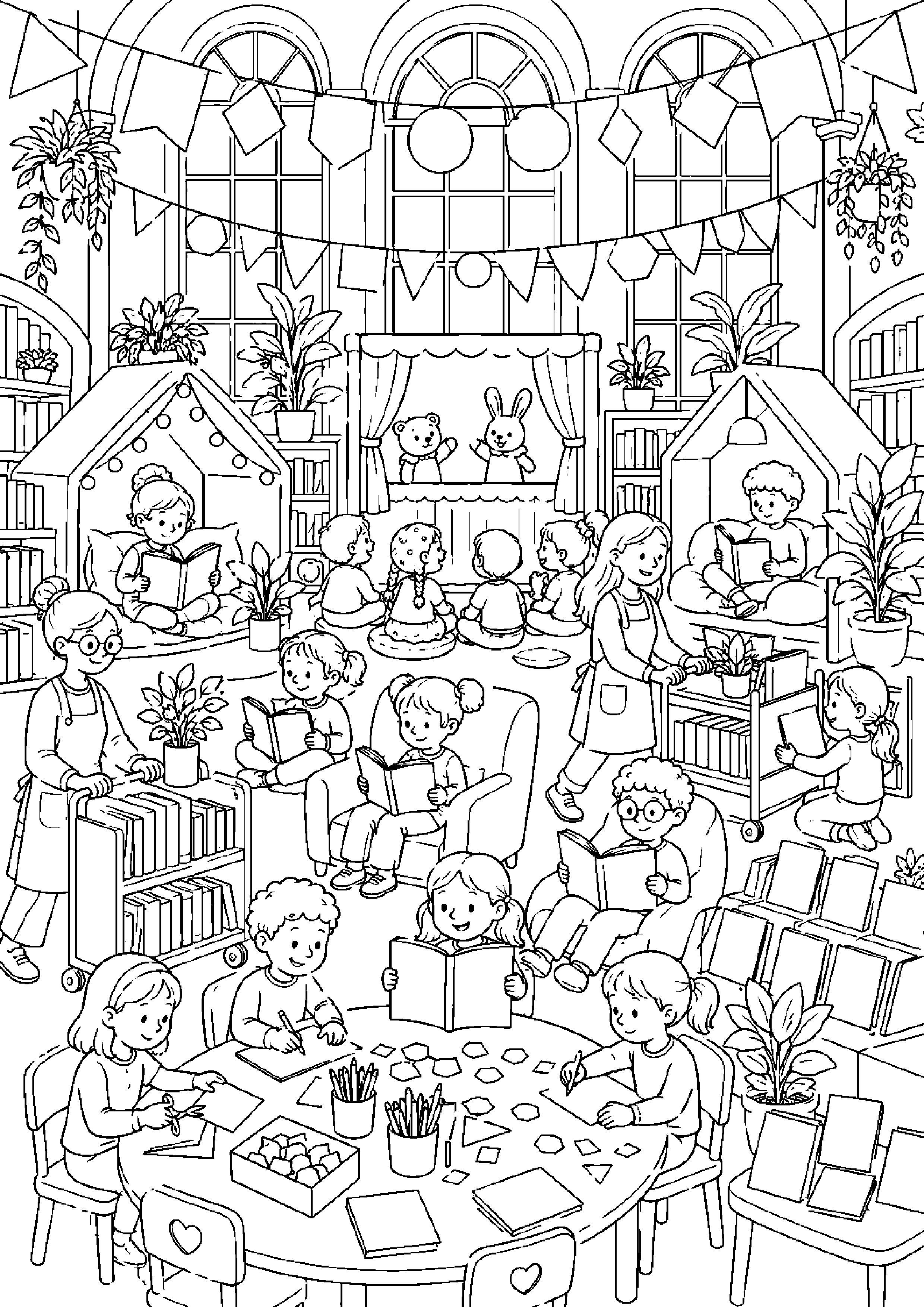 Coloriage bibliothèque à imprimer – dessin n°20