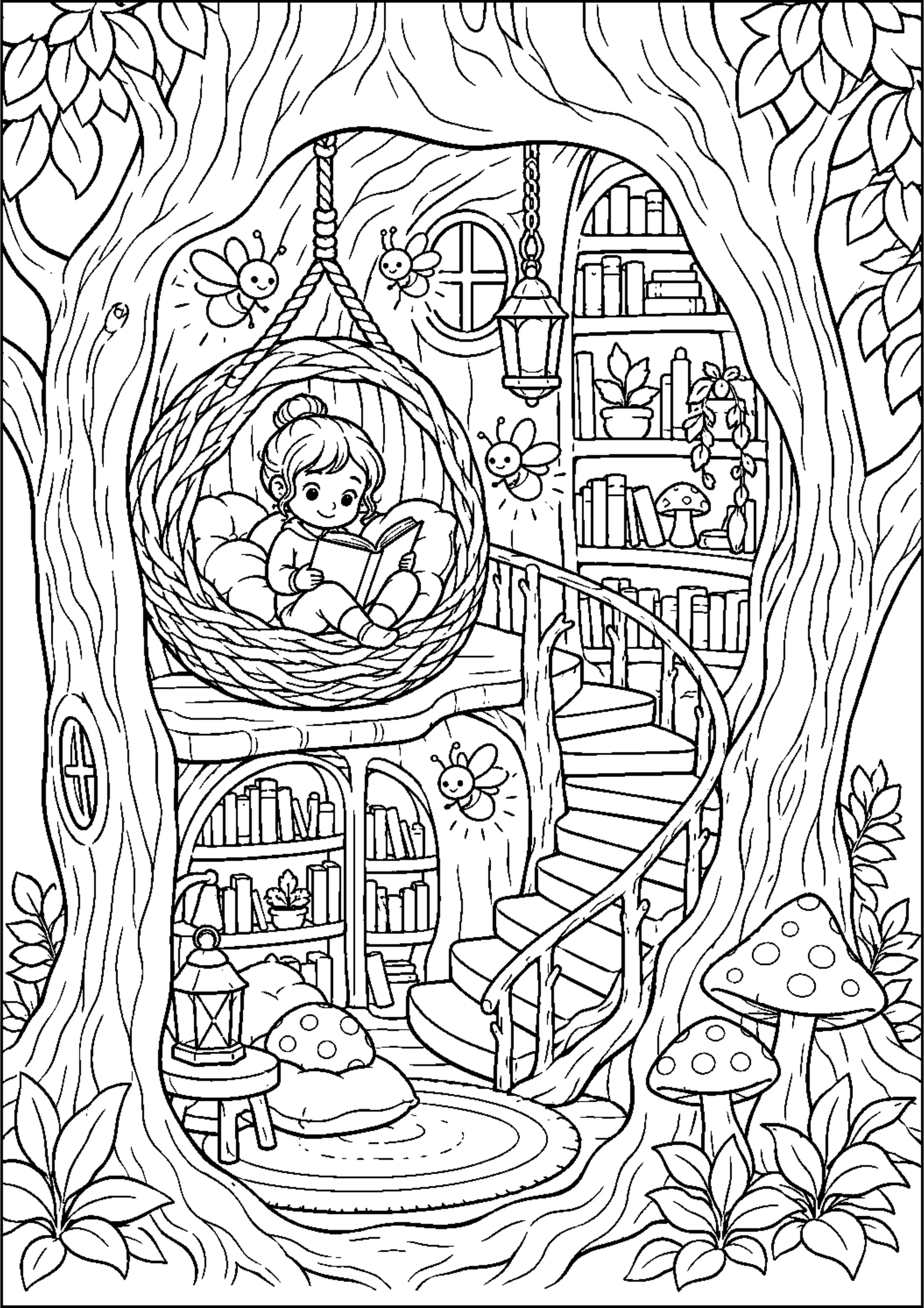 Coloriage Bibliothèque enchantée à imprimer – dessin n°6