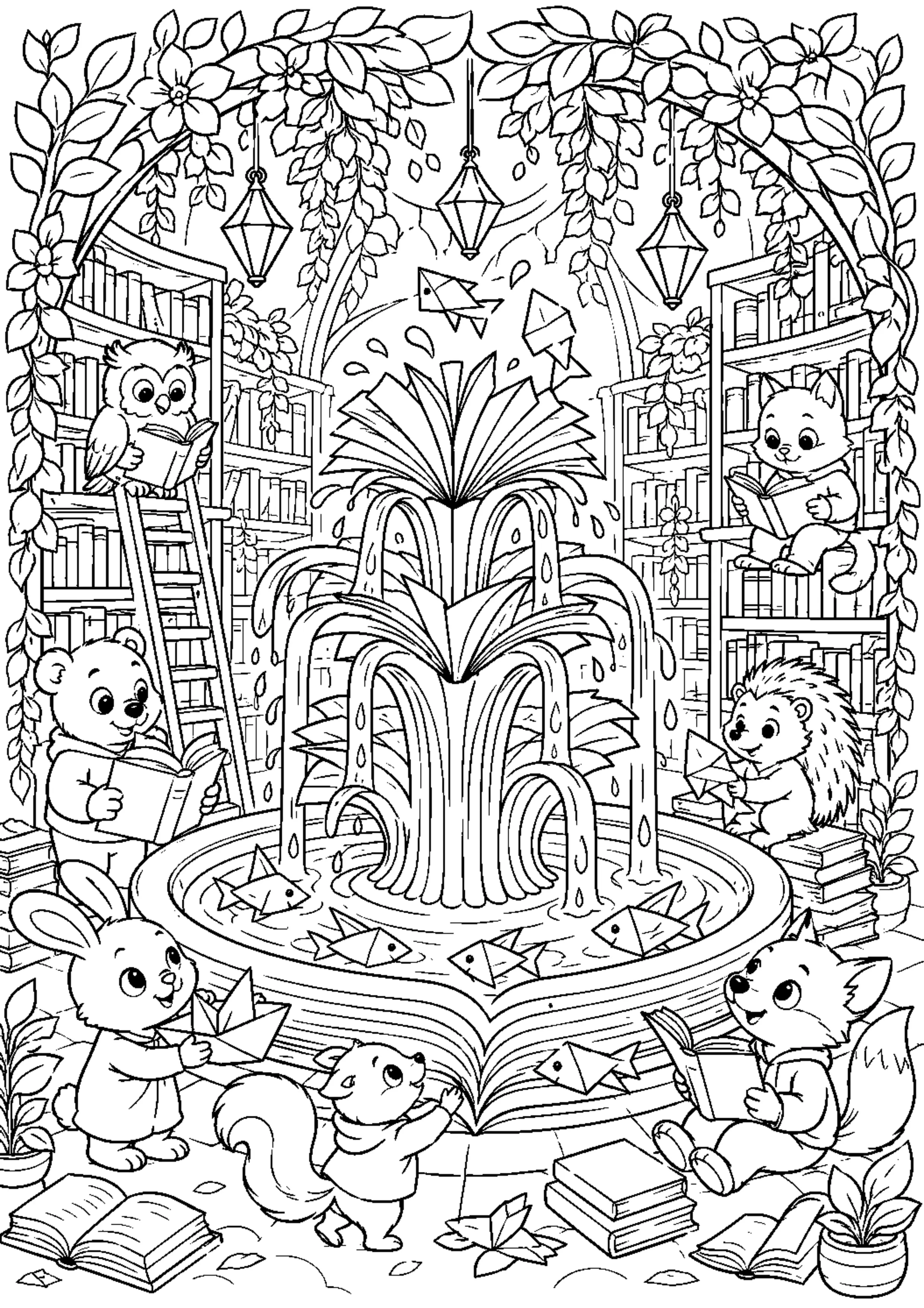 Coloriage Bibliothèque enchantée à imprimer – dessin n°8