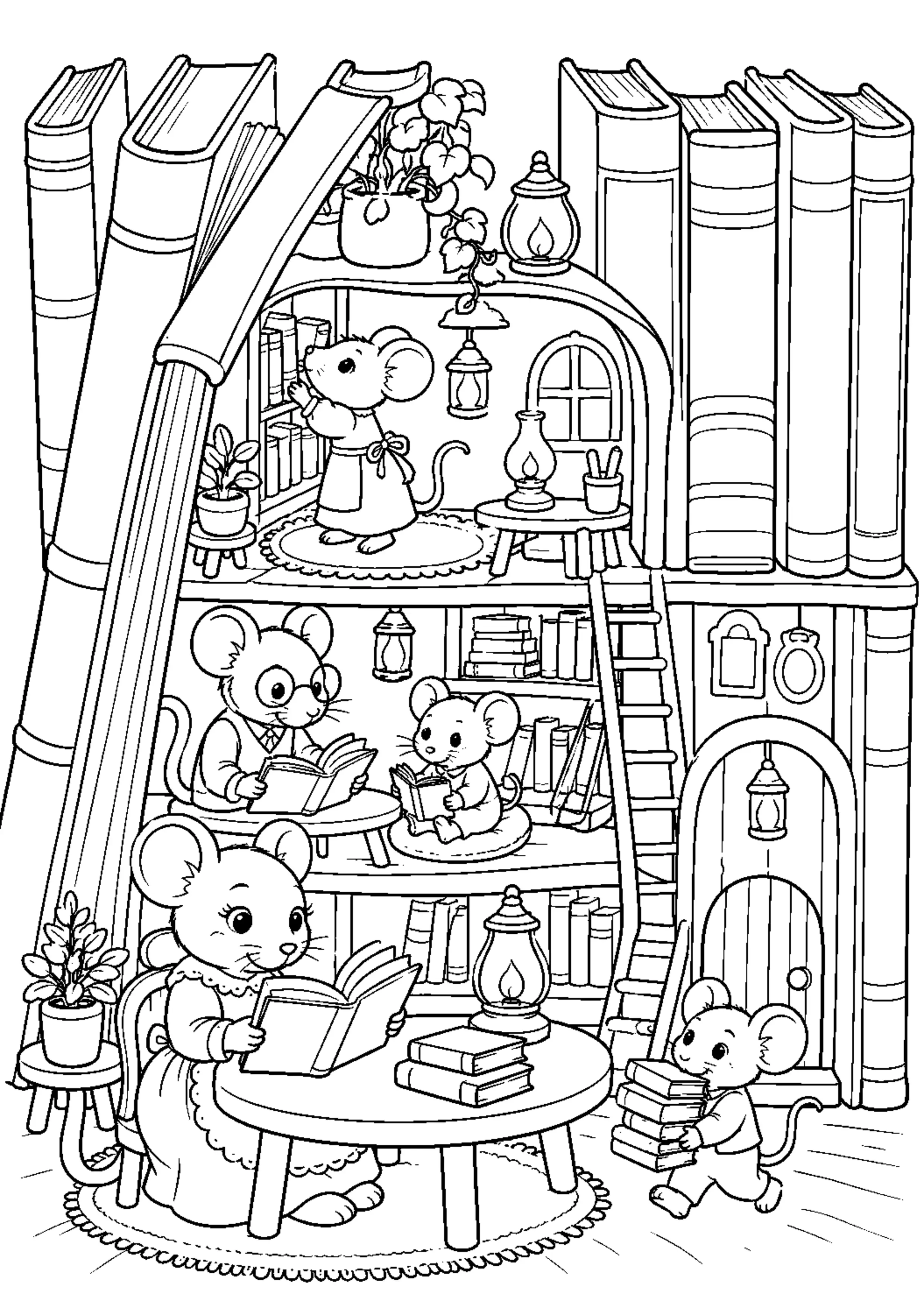 Coloriage Bibliothèque enchantée à imprimer – dessin n°10